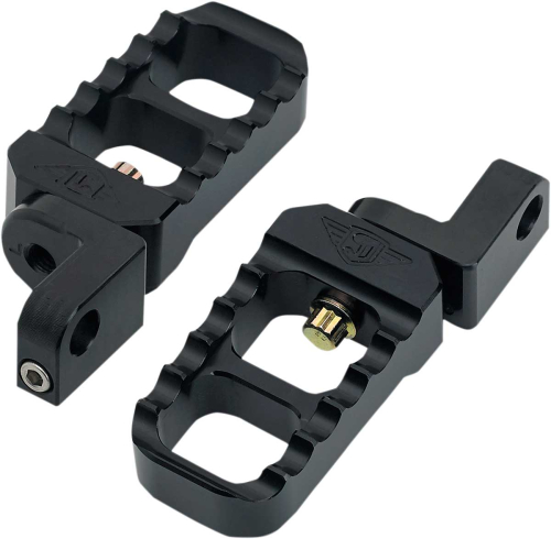 Joker Machine - Joker Machine Adjustable Serrated Stubby Footpegs - 3in. Long x 1-1/2in. Wide x 13/16in. Thick - Black Anodized - 08-642-3B