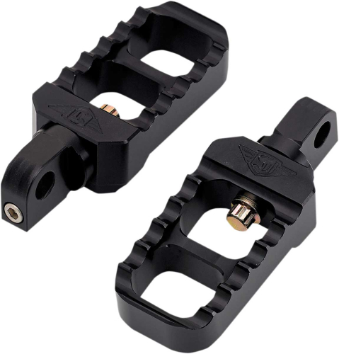 Joker Machine - Joker Machine Adjustable Serrated Stubby Footpegs - 3in. Long x 1-1/2in. Wide x 13/16in. Thick - Black Anodized - 08-642-1B