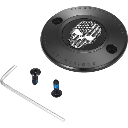 Figurati Designs - Figurati Designs Timing Cover - Black with Contrast Cut American Flag Skul - 2 Hole - FD28-TC-2H-BLK