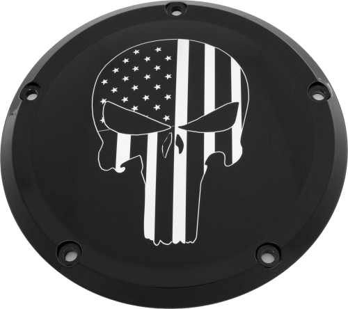 Custom Engraving LTD - Custom Engraving LTD Culture Derby Cover for Punisher - Black - M8 Softail - PATR22-67BG