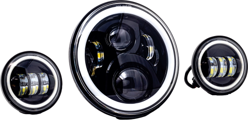 Letric Lighting Co. - Letric Lighting Co. 7in. Premium LED Kit with Full-HALO for Indian - Black - LLC-ILHK-7BH