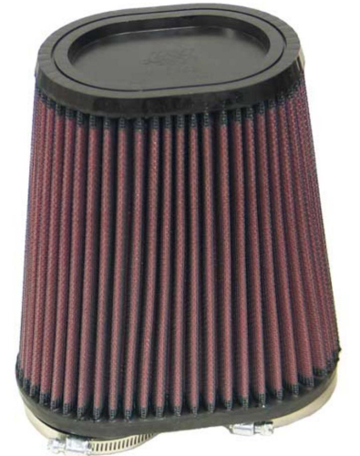 K&N Engineering - K&N Engineering Clamp-On Custom Dual Flange Oval Tapered Air Filter - Rubber End Cap - RU-4710