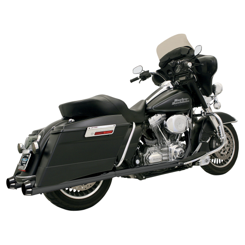 Bassani Manufacturing - Bassani Manufacturing 4in. Slip-On Megaphone Mufflers with 2 1/2in. Performance Baffles - Black with Fluted Black End Caps - FLH-517LRB