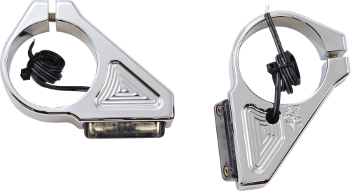 Joker Machine - Joker Machine Rectangle Led Fork Mount Turn Signal - 41mm. - Chrome/Smoked Lenses - 05-304-3