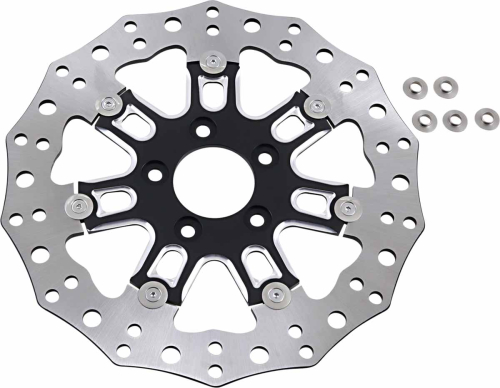Arlen Ness - Arlen Ness 11.8in. Two-Piece Floating Front Brake Rotor - 7 Valve Black - 33-10301-202