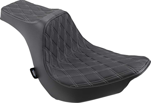 Drag Specialties - Drag Specialties Predator III Seat - Double Diamond - Silver Thread - 0802-1189