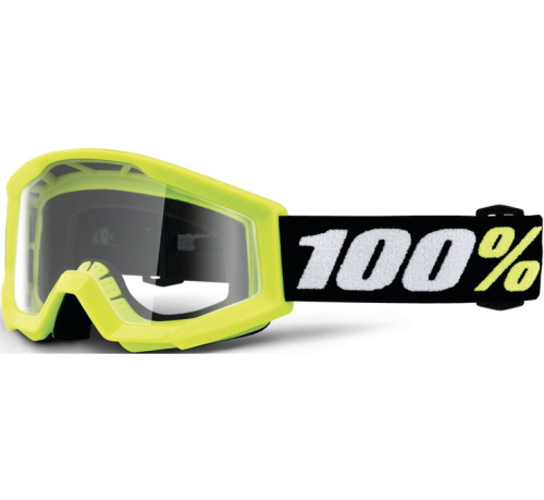 100% - 100% Strata Mini Youth Goggles - 50033-00003 - Neon Yellow / Clear Lens - OSFA