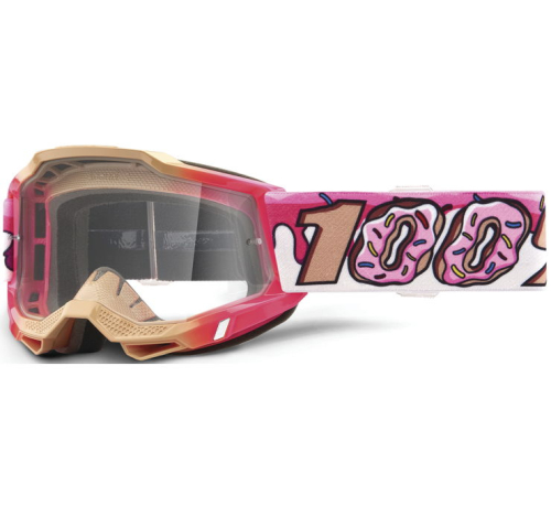 100% - 100% Accuri 2 Donut Youth Goggles - 50024-00003 - Donut/Pink/White / Clear Lens - OSFA