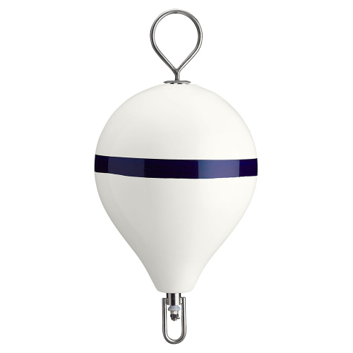 Polyform U.S. - Polyform Mooring Buoy w/SS 17" Diameter - White Blue Stripe