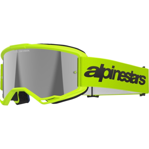 Alpinestars - Alpinestars Vision 3 Wordmark Goggles - 5103225-5299 - Yellow Fluo/Silver Mirror Lens - OSFM
