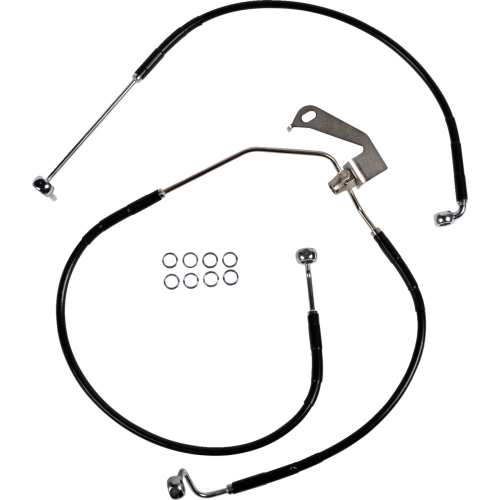 Drag Specialties - Drag Specialties Black Vinyl Coated Standard Length ABS Stainless Steel Rear Brake Line Kit - 1741-6341