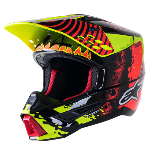 Alpinestars - Alpinestars SM5 Solar Flare Helmet - 8305822-1355-MD - Black/Fluorescent Red/Fluorescent Yellow - Medium