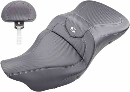 Saddlemen - Saddlemen Heated Road Sofa Seat with Backrest - Carbon Fiber - 808-07B-185TBRH