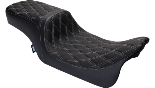 Drag Specialties - Drag Specialties Performance Predator 2-Up Seat - Double Diamond - Silver Thread - 0801-1492