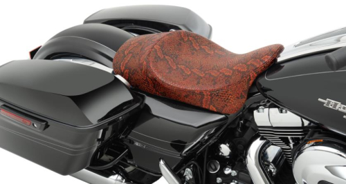 Drag Specialties - Drag Specialties Low-Profile Solo Seat with Forward Positioning - Red Faux Python - 0801-0884