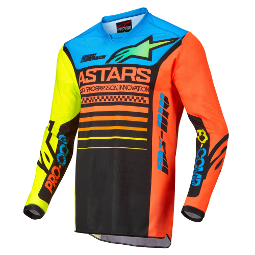 Alpinestars - Alpinestars Racer Compass Youth Jersey - 3772122-1534-L - Black/Yellow Fluo/ Coral - Large