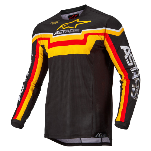 Alpinestars - Alpinestars Techstar Quadro Jersey - 3761122-1540-L - Black/Yellow/Tangerine - Large