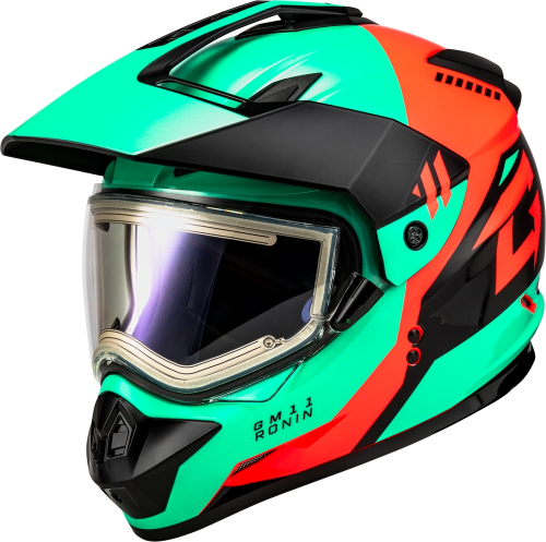 G-Max - G-Max GM-11S Ronin Helmet with Electric Shield - A41151177 - Black/Aqua/Coral - X-Large