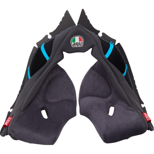 AGV - AGV Cheek Pads for Pista GP RR Helmets - Gray/Cyan - Lg - 201850005623GL