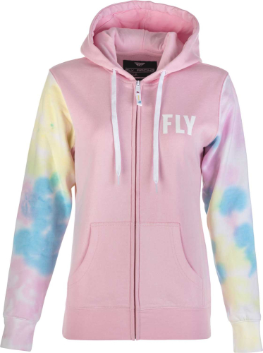 Fly Racing - Fly Racing Tie-Dye Zip Up Womens Hoodie - 358-0071L - Pink/Yellow/Blue - Large