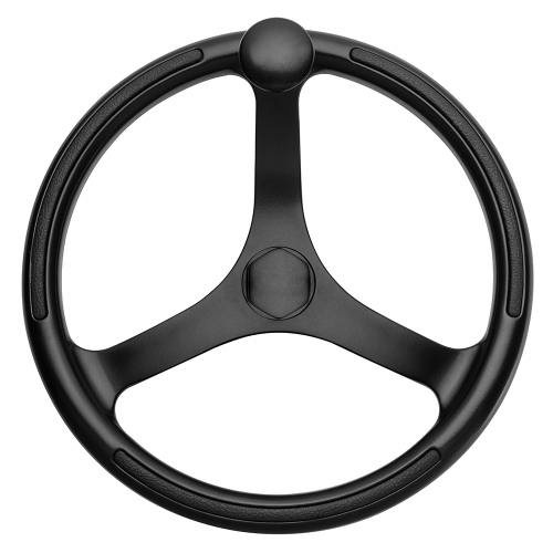 Schmitt & Ongaro Marine - Schmitt &amp; Ongaro Primus Wheel 13.5" Black 3/4" Tapered Shaft w/Knob Finger Grips - Black Powder Coat