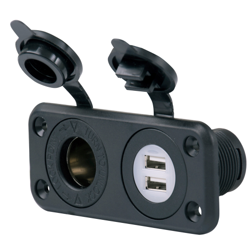 Marinco - Marinco SeaLink&reg; Deluxe Dual USB Charger & 12V Receptacle