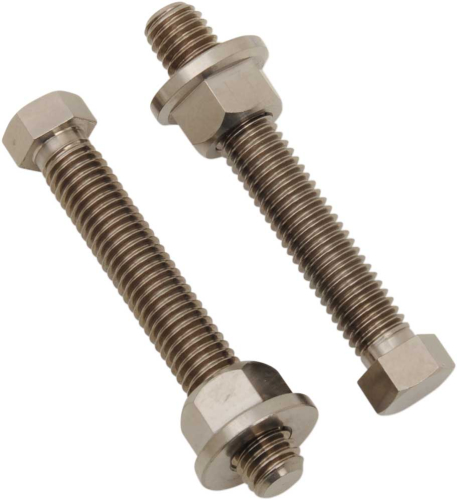 Works Connection - Works Connection Titanium Axle Adjuster Bolts - 8 x 52.5mm/10mm Hex Head - 70-630