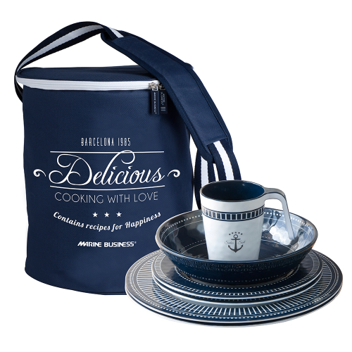 Marine Business - Marine Business Melamine Tableware Set &amp; Basket - SAILOR SOUL - Set of 24