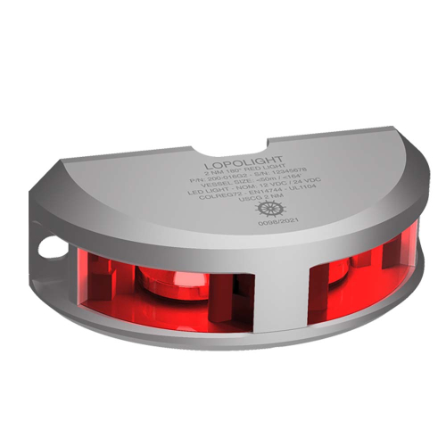 Lopolight - Lopolight 180&deg; Navigation Light - 2nm f/Vessel Up To 164' (50M) - 0.7M Cable - Red w/Silver Housing
