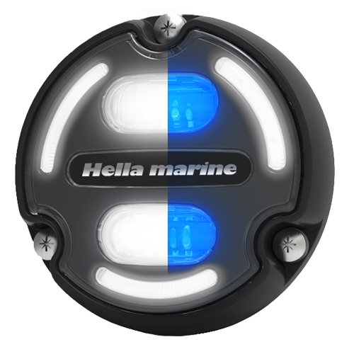 Hella Marine - Hella Marine Apelo A2 Blue White Underwater Light - 3000 Lumens - Black Housing - Charcoal Lens w/Edge Light