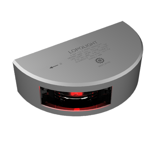 Lopolight - Lopolight Red Port Sidelight with 6M Cable - 2nm Silver Housing - Vertical Mount