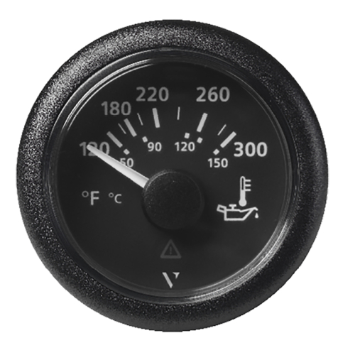 Veratron - Veratron 52MM (2-1/16") ViewLine Oil Temperature Gauge 120-300&deg;F - Black Dial &amp; Bezel