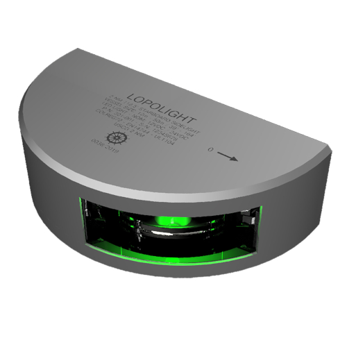 Lopolight - Lopolight Green Starboard Sidelight w/6M Cable - 2nm Silver Housing - Vertical Mount