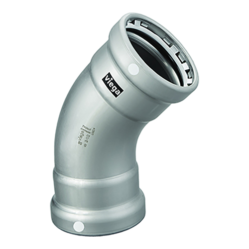 Viega - Viega MegaPress 4" 45&deg; Carbon Steel Elbow w/FKM - Double Press Connection - Smart Connect Technology