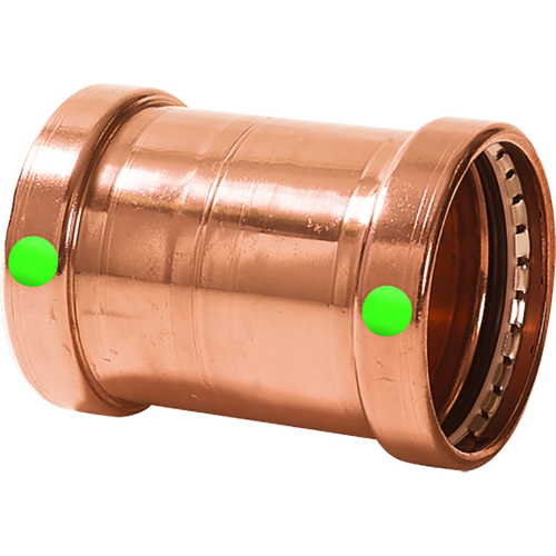 Viega - Viega ProPress 2-1/2" Copper Coupling w/o Stop - Double Press Connection - Smart Connect Technology