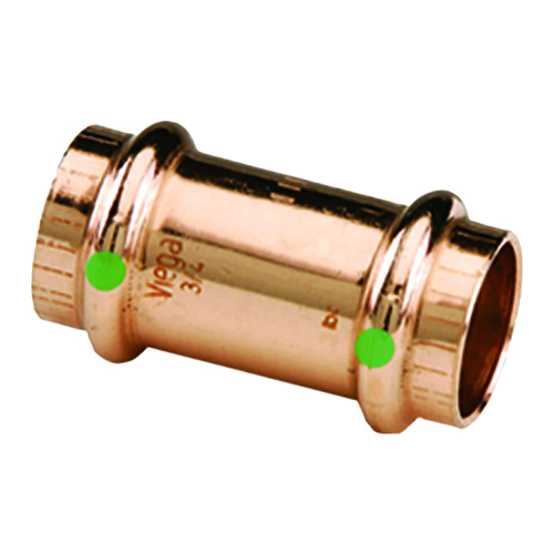 Viega - ProPress 1-1/2" Copper Coupling w/Stop - Double Press Connection - Smart Connect Technology