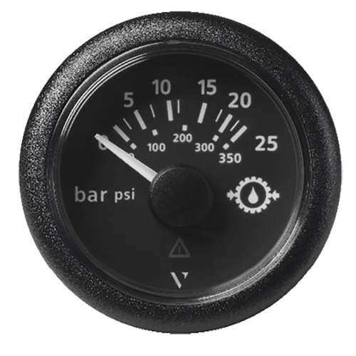 Veratron - Veratron 52MM (2-1/16") ViewLine Transmission Oil Pressure 25 Bar/350 PSI - Black Dial &amp; Round Bezel