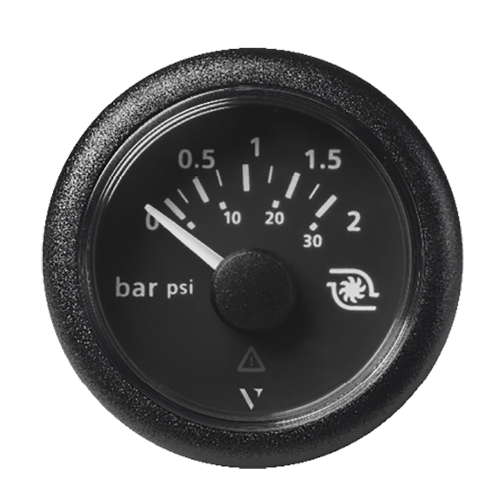 Veratron - Veratron 52MM (2-1/16") ViewLine Boost Pressure Gauge 2 Bar/30 PSI - Black Dial &amp; Round Bezel