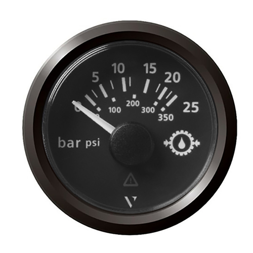 Veratron - Veratron 52MM (2-1/16") ViewLine Transmission Oil Pressure 25 Bar/350 PSI - Black Dial &amp; Triangular Bezel