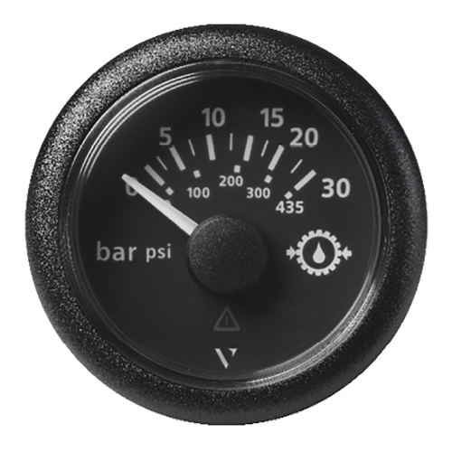 Veratron - Veratron 52MM (2-1/16") ViewLine Transmission Oil Pressure 30 Bar/435 PSI - Black Dial &amp; Round Bezel