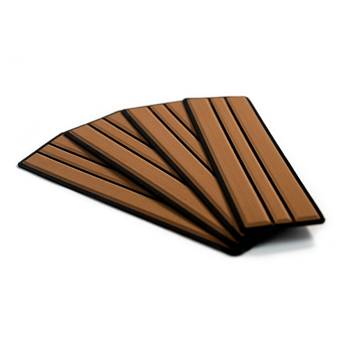 SeaDek - SeaDek Brushed 6mm 4-Piece Step Kit - 3.75" x 12.75" - Mocha/Black Faux Teak