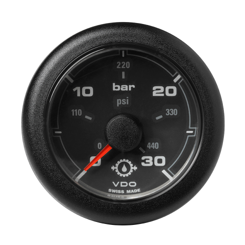 Veratron - Veratron 52MM (2-1/16") OceanLink Transmission Oil Pressure Gauge - 30 Bar/440 PSI - Black Dial &amp; Bezel
