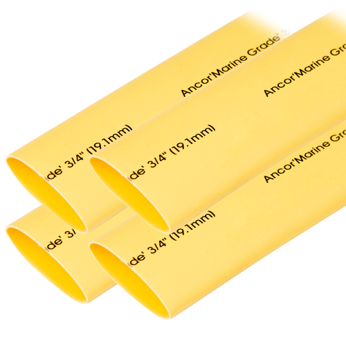 Ancor - Ancor Heat Shrink Tubing 3/4" x 6" - Yellow - 4 Pieces