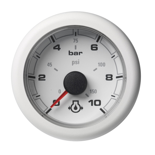 Veratron - Veratron 52MM (2-1/16") OceanLink Engine Oil Pressure - 10 Bar/150 PSI - White Dial &amp; Bezel