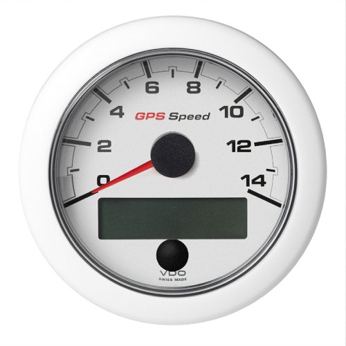 Veratron - Veratron 3-3/8" (85mm) OceanLink&reg; GPS Speedometer (0-14 KN/MPH/KMH) White Dial &amp; Bezel