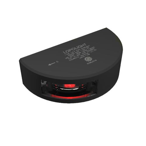 Lopolight - Lopolight Port SideLight - Vertical Mount - Black Housing - 1nm/112.5&deg; Red w/2.5m Cable