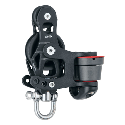 Harken - Harken 45mm Single Aluminum Element Fiddle Block w/Swivel &amp; 150 Cam Cleat