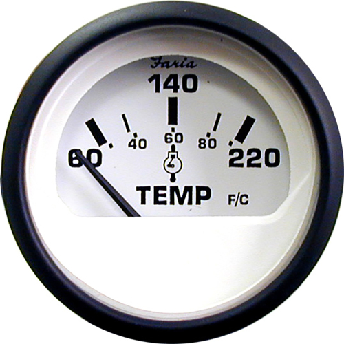 Faria Beede Instruments - Faria Euro White 2" Cylinder Head Temperature Gauge (60 - 220&deg; F)