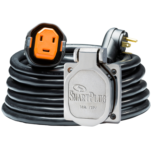 SmartPlug - SmartPlug RV Kit 30 Amp 30' Dual Configuration Cordset - Black (SPX X Park Power) &amp; Stainless Steel Inlet