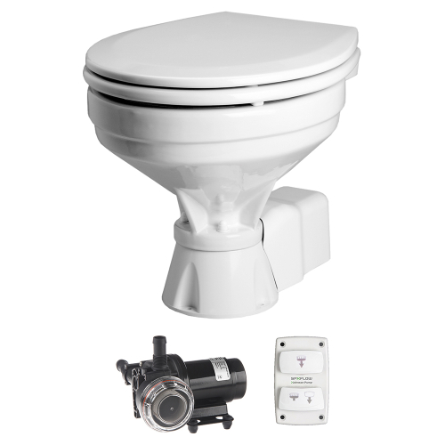 Johnson Pump - Johnson Pump Aqua T Toilet Silent Electric Comfort - 12V w/Pump